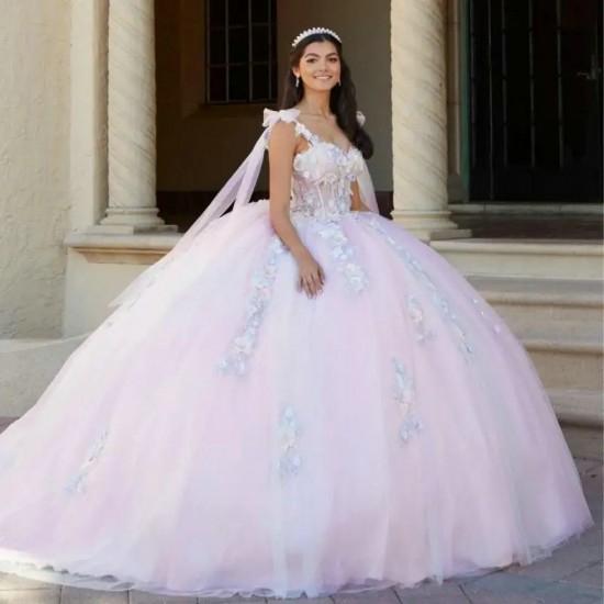 2024 Blue Quinceanera Dress Ball Gown Spaghetti With Flowers Appliques Beaded Sweet 15 Dress Vestidos