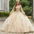 2024 Long Sleeve Gold Quinceanera Dresses Beading Sequined Lace Applique Party Sweet 15 16 Vestidos De 15 Anos