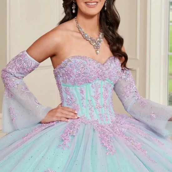 2024 Mint Green Quinceanera Dress Ball Gown Pink Lace Applique Beading Puffy Sleeve Sweet 16 Vestido De 15 Anos