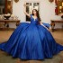 2024 Navy Blue Shiny Quinceanera Dresses Birthday Off Shoulder Formal Ball Gown Beading Crystal Party Dresses Vestido De 15 Anos