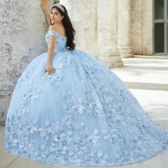 2024 Pink Ball Gown Quinceanera Dresses 3D Flowers Sequins Beading Sweet 15 16 Dress Corset vestidos