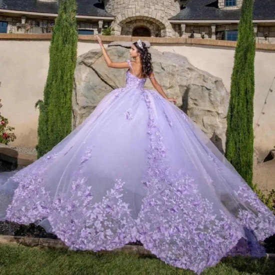 2024 Purple Ball Gown Princess Quinceanera Dresses Vestidos De 15 Anos Lace Applique Pageant Girls Sweet 16 Dress Birthday Party