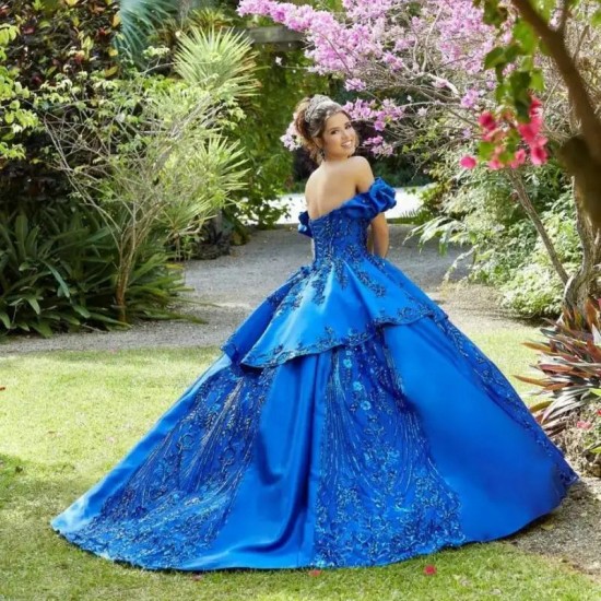 2024 Royal Blue Quinceanera Dress Ball Gown Lace Appliques Beaded With Jacket Mexican Sweet 16 Dresses 15 Anos