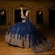 Beading Navy Blue Quinceanera Dresses Ball Gown 2024 Shiny Lace Applique Crystals Sweet 16 15 Birthday Party Gowns Corset Robe