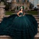 Blackish Green Ball Gown Quinceanera Dress Ruffle Beads Lace Princess Mexico Sweet 16 Dress 15 Birthday Vestidos De XV Años Miss