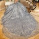 Gray Sparkly Crystal Sequined Lace Quinceanera Dresses Ball Gown Off The Shoulder 3D Flowers Appliques Lace Sweet 15 Birthday