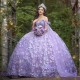 Luxury Lavender Shiny Quinceanera Dressess 2024 With Cape Applique Lace Beads Ball Gowns Sweet 16 Dress Vestidos De 15 Años