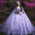 Luxury Lavender Shiny Quinceanera Dressess 2024 With Cape Applique Lace Beads Ball Gowns Sweet 16 Dress Vestidos De 15 Años