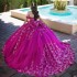 Beads Rose Red Quinceanera Dresses Lace Applique Tull Vestido De 15 Años 2024 Off the Shoulder Sweet 16 Prom Gowns