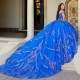 Royal Blue Quinceanera Dresses Ball Gown Beaded Lace Appliques Mexican Sweet 16 Dress Vestido