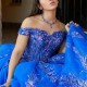 Royal Blue Quinceanera Dresses Ball Gown Beaded Lace Appliques Mexican Sweet 16 Dress Vestido