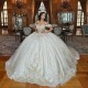 Shiny White 2024 Quinceanera Dress Ball Gown 3D Floral Lace Applique Crystals Beading Sweet 16 Vestido De 15 Anos