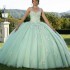 Spaghetti Mint 2024 Quinceanera Dress Flowers Appliques Beading Ball Gown Sweet 15 16 Dress Vestidos De 15 Anos