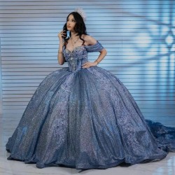 Sparkling Quinceanera Dress 2024 Beading Crystal Princess Ball Gown Sweet 15 16 Birthday Party Vestidos De XV Anos Party Gown