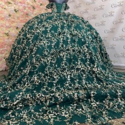 Sparkly Princess Green Off Shoulder Quinceanera Dresses Sweetheart Gold Lace Applique Sweet 16 Ball Gown Vestidos De 15 Años