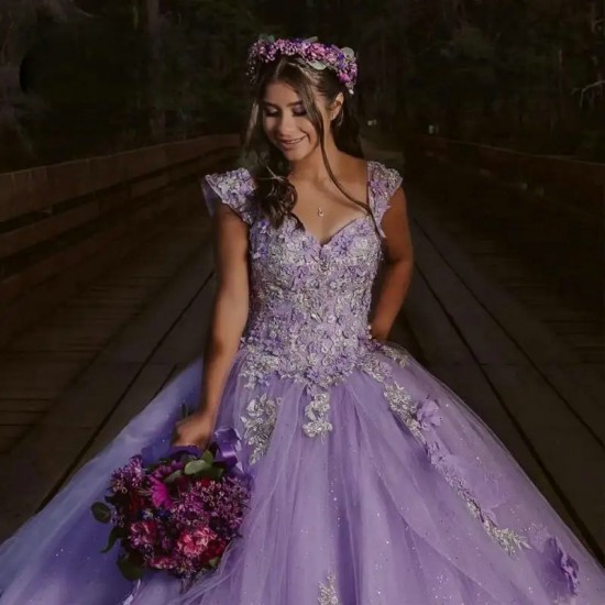 Sweerheart Lavender Quinceanera Dresses Off The Shoulder Beading Ball Gown Tulle Appliques Prom Dress Vestido De 15 Anos 2024