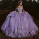 Sweerheart Lavender Quinceanera Dresses Off The Shoulder Beading Ball Gown Tulle Appliques Prom Dress Vestido De 15 Anos 2024