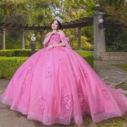 Sweetheart Off The Shoulder Quinceanera Dresses Ball Gown Floral Appliques Lace Back Corset For Sweet 15 Girls Party