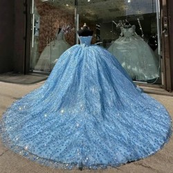 Sweetheart Quinceanera Dress Ball Gown Women Prom Party Dress Glittery Tulle Sweet 15 Dresses Vestidos De 15 Quinceanera