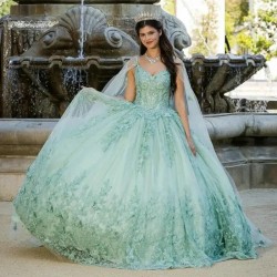 Vestido De 15 Anos Princess XV Quinceanera Dresses With Cape Butterfly Applique Beadig Sweet 16 Prom Gowns