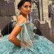 2024 Aqua Blue Sweetheart Quinceanera Dresses Beads Tull Tiered Mexican Vestidos De 15 Anos Princecss Birthday Party Gowns