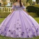 2024 Gorgeous Lavender Sweetheart Ball Gowns Off The Shoulder 3D Floral Lace Beads Tulle 15 Girl Women Quinceanera Prom Dresses