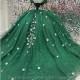 2024 Green Ball Gown Quinceanera Dress Princess Flower Long Sweet 15 16 Years Girl Birthday Party Formal Wear Gift Pageant