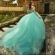 2024 Luxury Green Quinceanera Dress Ball Gown Princess Chapel Train Flower Applique Sweet 15 16 Birthday Party Gown