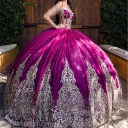 2024 New Glitter Purple Princess Quinceanera Dresses Sequins Appliques Crystal Beading Sweet 16 Prom Party Gowns Vestidos