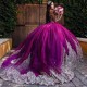 2024 New Glitter Purple Princess Quinceanera Dresses Sequins Appliques Crystal Beading Sweet 16 Prom Party Gowns Vestidos