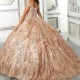 2024 Rose Gold Shiny Ball Gown Quinceanera Dress Appliques Lace Beads Off Shoulder Sweet 15 16 Years Vestidos De XV Anos