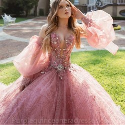 2024 Sparkly Pink Off The Shoulder Quinceanera Dresses Ball Gown Birthday Gown Vestidos De 15 Anos