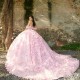 3D Flower Pink Sexy Sweetheart Quinceanera Dress Sweet Beading Appliques Tull 16 Year Old Girl Princess Birthday Party Ball Dress