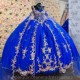 Beaded Blue Ball Gown Quinceanera Dresses 2024 Gold Applique Lace With Cape Sweet 16 Dress Vestidos De 15 Anos