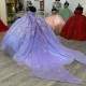 Beaded Lavender Ball Gown Quinceanera Dresses Applique Lace Celebrity Party Gowns Sequined Graduation Vestido De 15 Anos