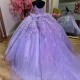 Beaded Lilac Purple Lace Appliques Quinceanera Dress Ball Gown 2024 Sweet 16 Dress Lace Up Corset Vestido 15 Quinceaneras