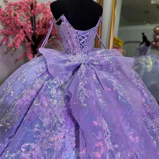 Beaded Lilac Purple Lace Appliques Quinceanera Dress Ball Gown 2024 Sweet 16 Dress Lace Up Corset Vestido 15 Quinceaneras