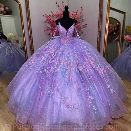 Beaded Lilac Purple Lace Appliques Quinceanera Dress Ball Gown 2024 Sweet 16 Dress Lace Up Corset Vestido 15 Quinceaneras