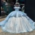 Beading Blue Quinceanera Dress Ball Gown Shiny Lace Applique Corset Sweet 15 16 Vestidos De XV Anos