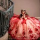 Beading Burgundy 3D Flowers Princess Quinceanera Dresses Ball Gown 2024 Appliques Off Shoulder Sweet 16 Dress Vestido De 15 Anos