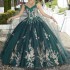 Blackish Green Quinceanera Dresses Off Shoulder Ball Gown Sweet 16 Dress Beading Appliques Lace With Cape Birthday Party Gowns