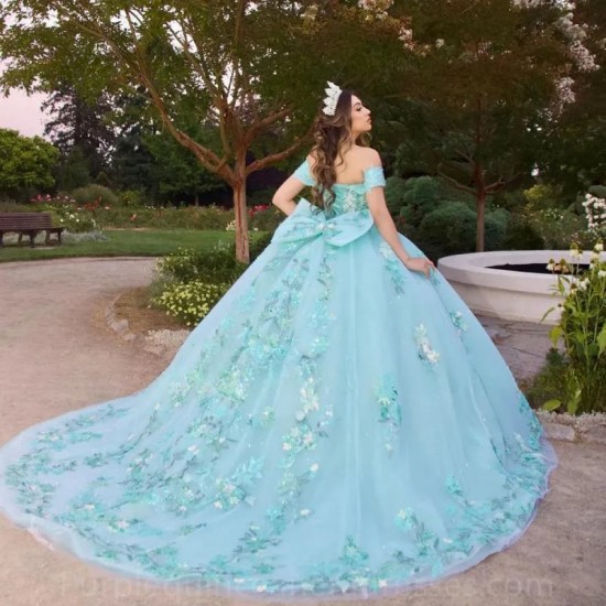 Blue Vestidos De 15 Anos Tulle Quinceanera Dress 2024 Sweetheart Off Shoulder Bow Mexican Dress Girls Birthday Party Gown