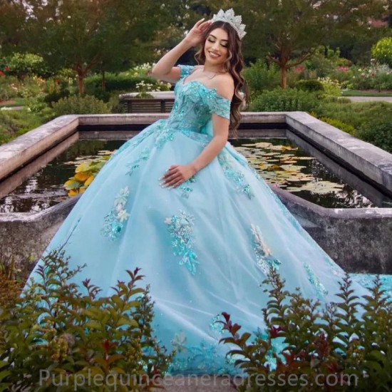 Blue Vestidos De 15 Anos Tulle Quinceanera Dress 2024 Sweetheart Off Shoulder Bow Mexican Dress Girls Birthday Party Gown