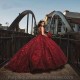 Burgundy Ball Gown Quinceanera Dress Floral 3D Flower Applique Sequins Beads Corset Sweet 16 Vestidos De XV Anos