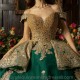 Charro Green Quinceanera Dresses Ball Gown Off The Shoulder Tulle Appliques Pearls Mexican Sweet 16 Dresses 15 Anos