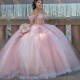 Cute Princess Quinceanera Dresses Lace Applique Crystals Ball Gown 16 th Birthday Prom Party Vestido