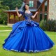 Dark Blue Luxury Princess Quinceanera Dresses 2024 Elegent Lace Puffy Appliques Beading Bow Off The Shoulder Sweet Party Dresse