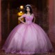 Detachable Pink 3D Flowers Crystal Ball Gown Quinceanera Dresses Sleeve Corset Vestidos De 15 Anos