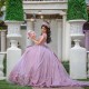 Elegant 3D Flower Purple Quinceanera Dresses 2024 Mexican V Neck Sweet 16 Dress Beading 15 Years Birthday Lace Party Ball Gown