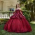 Elegant Burgundy Princess Quinceanera Dresses 2024 Flower Lace Appliques Beads Ball Gown Sweet 16 Dresses